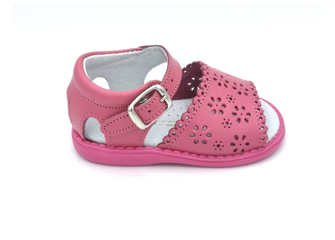 Aladino Leather Sandals Flower Cutout Pink Fuchsia