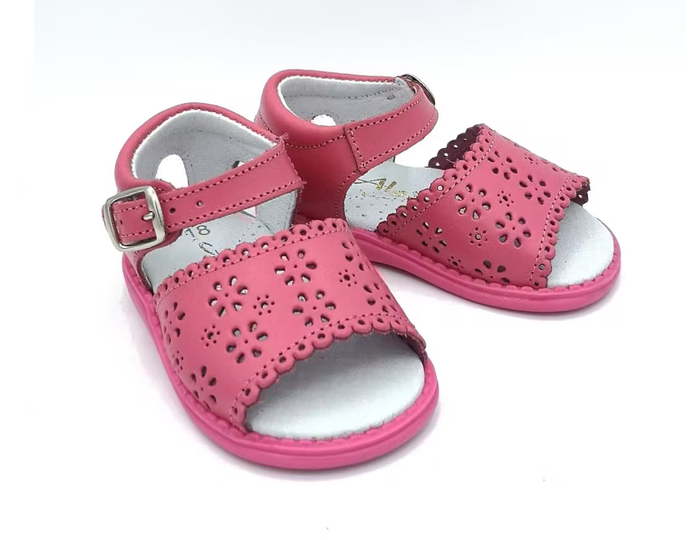 Aladino Leather Sandals Flower Cutout Pink Fuchsia