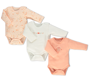 Bebetto 3-Pack Long Sleeve Bodysuits Natural Home (0-12mths)