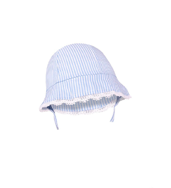 Yo Club Baby Girl Summer Sun Hat Blue Striped (0-6mths)