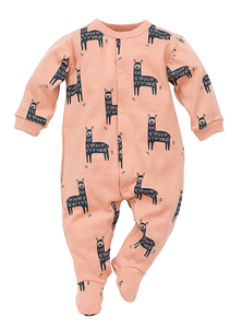 PINOKIO Baby Sleepsuit Happy Llama Orange