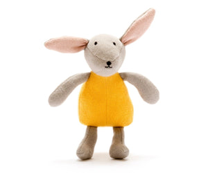 Best Years Organic Cotton Knitted Bunny Rabbit Soft Toy in Mustard