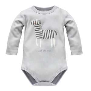 PINOKIO Baby Bodysuit Wild Animals Grey