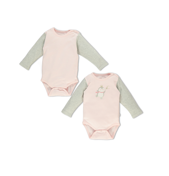Bebetto 2-Pack Long Sleeve Bodysuits Penguin Pink (1-3yrs)