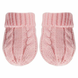 Soft Touch Kable Knit Mittens Pink (0-6mths)