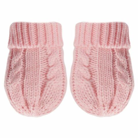 Soft Touch Kable Knit Mittens Pink (0-6mths)