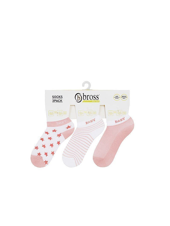 Baby Girl Trainer Socks Pink Stars 3Pk