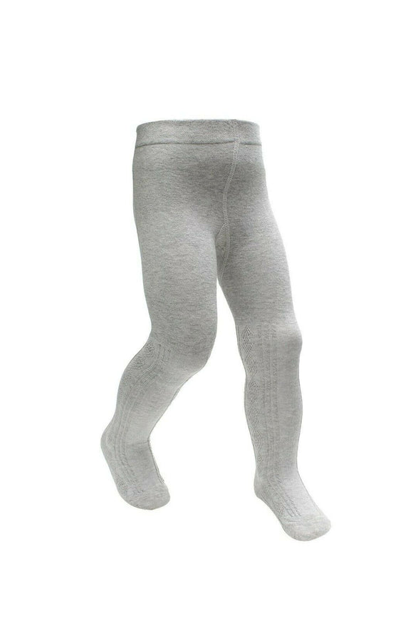 Girls Tights Grey Cable Pattern