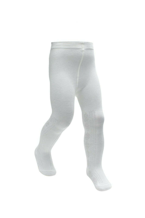 Girls Tights Ivory Cable Pattern