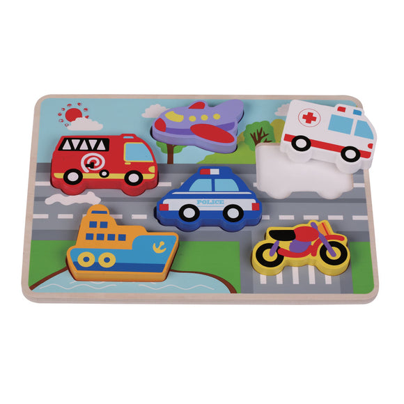 Jumini Traffic Chunky Wooden Puzzle 12 Months+