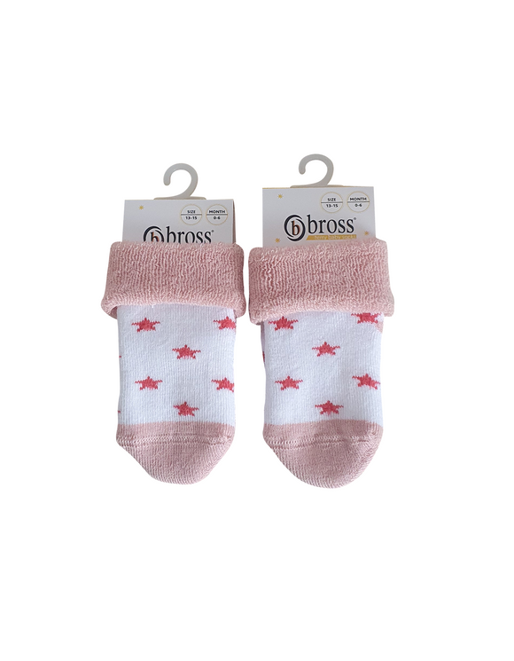 Baby Girl Terry Socks Pink Stars 2Pk