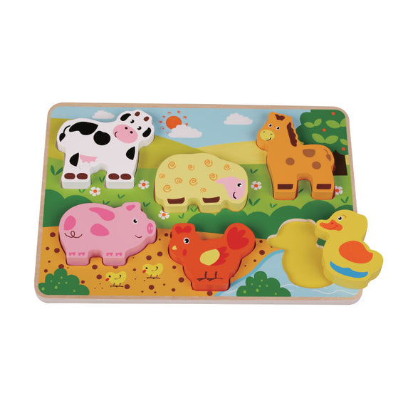 Jumini Farm Animals Chunky Wooden Puzzle 12 Months+