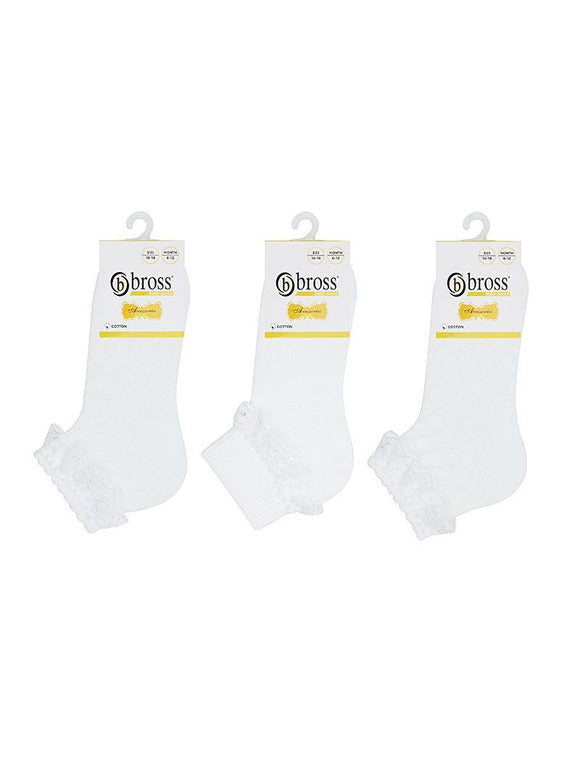 Baby Girl Frilly Lace Socks White Assorted 3Pk