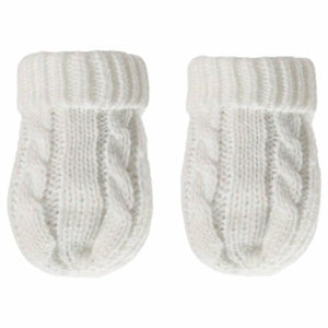 Soft Touch Kable Knit Mittens White (0-6mths)
